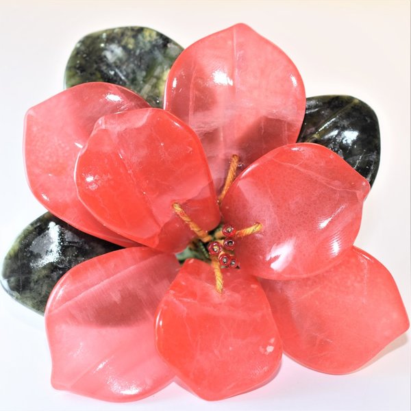 Blume aus Jade/Jadeit rot