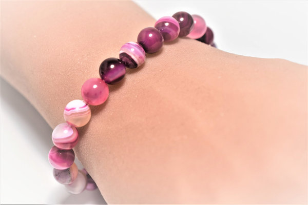Streifenachat pink-Armband